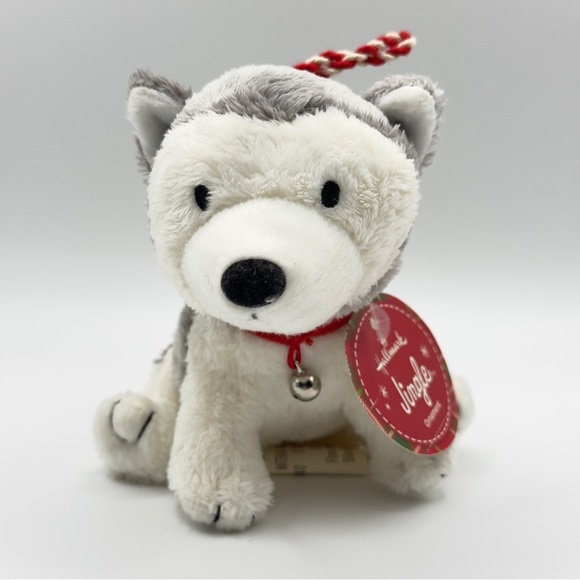 Hallmark Jingle Husky Puppy Dog Plush Stuffed Animal Christmas Ornament W Tags - Picture 1 of 14